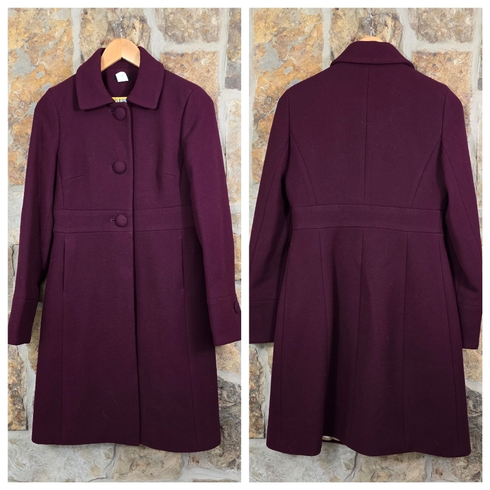 J Crew 2 Lady Day Wool Midlength Trench Coat Jacket